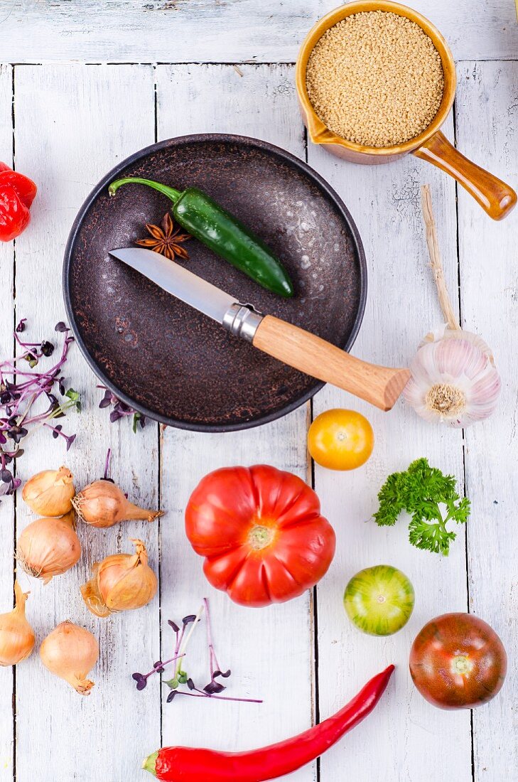 Ingredients for a couscous meal