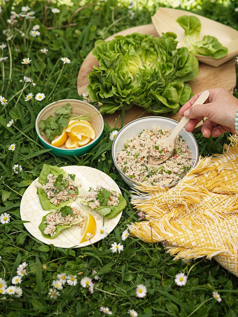 Lettuce wraps for a picnic