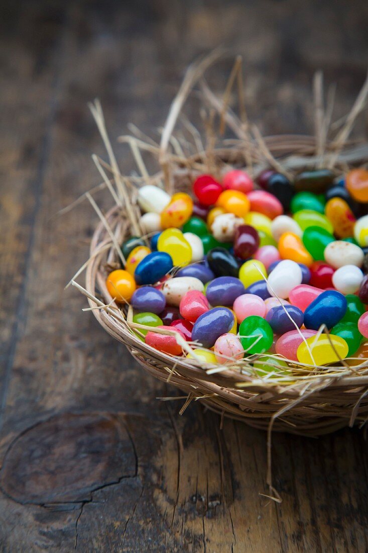 Jelly beans in an Easter nest