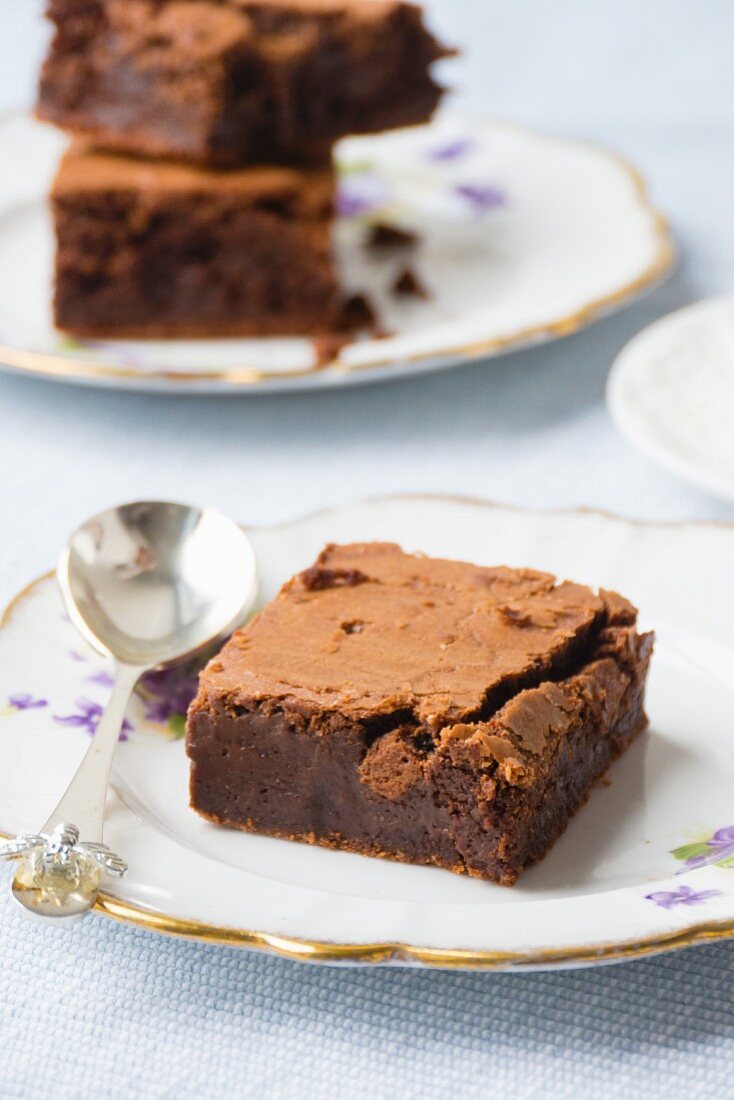 Brownies on an old-fashioned plate