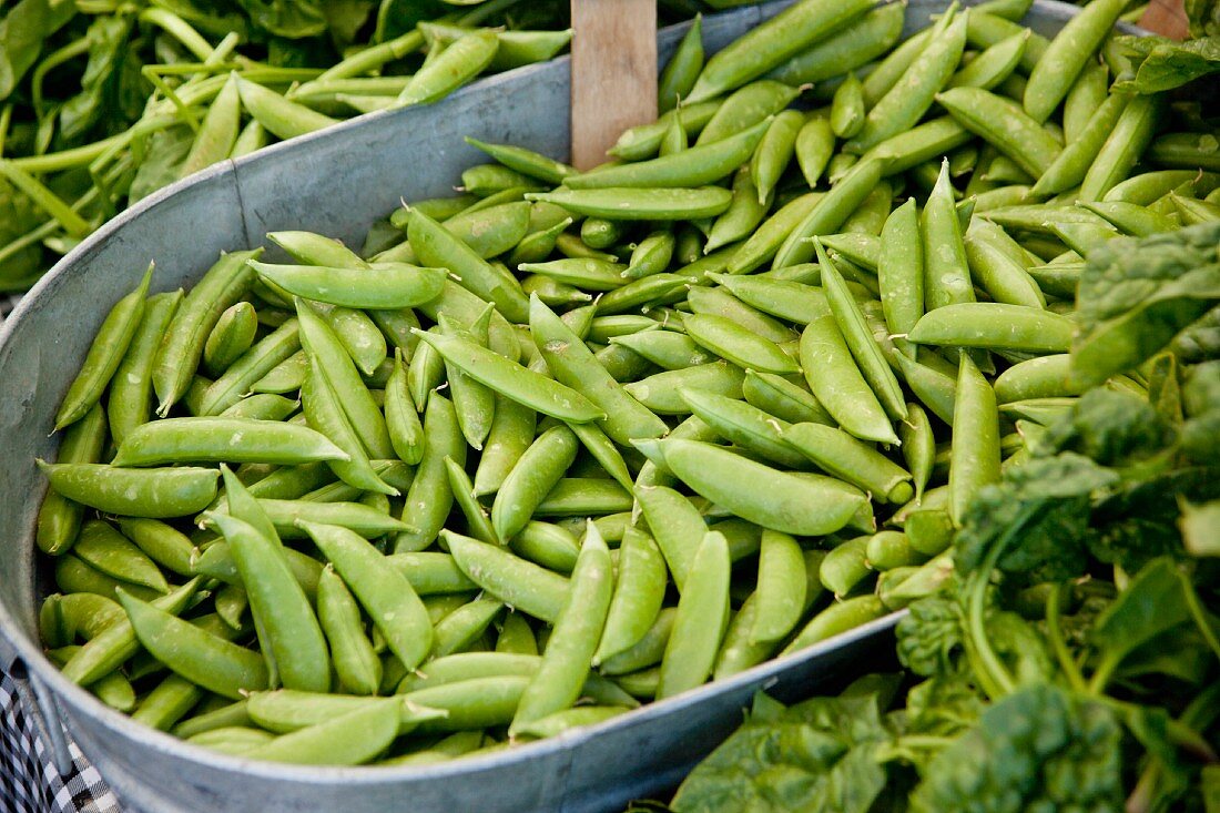 Fresh peas at a farmer's market