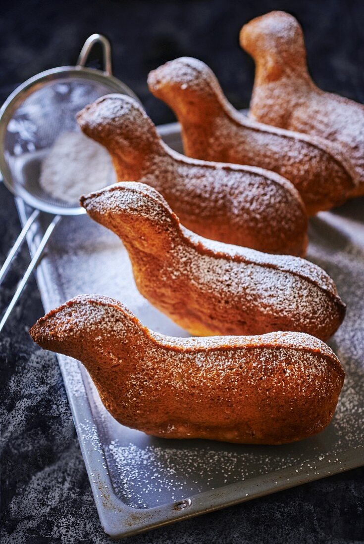 Sweet Easter lambs dusted with icing sugar