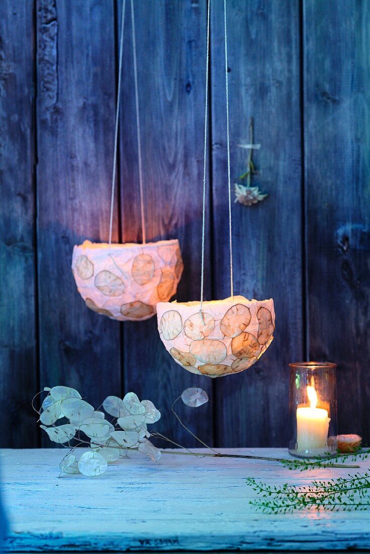 Natural decorations - silver ragwort lamps