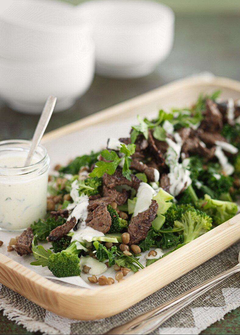 Beef and broccoli salad with capers