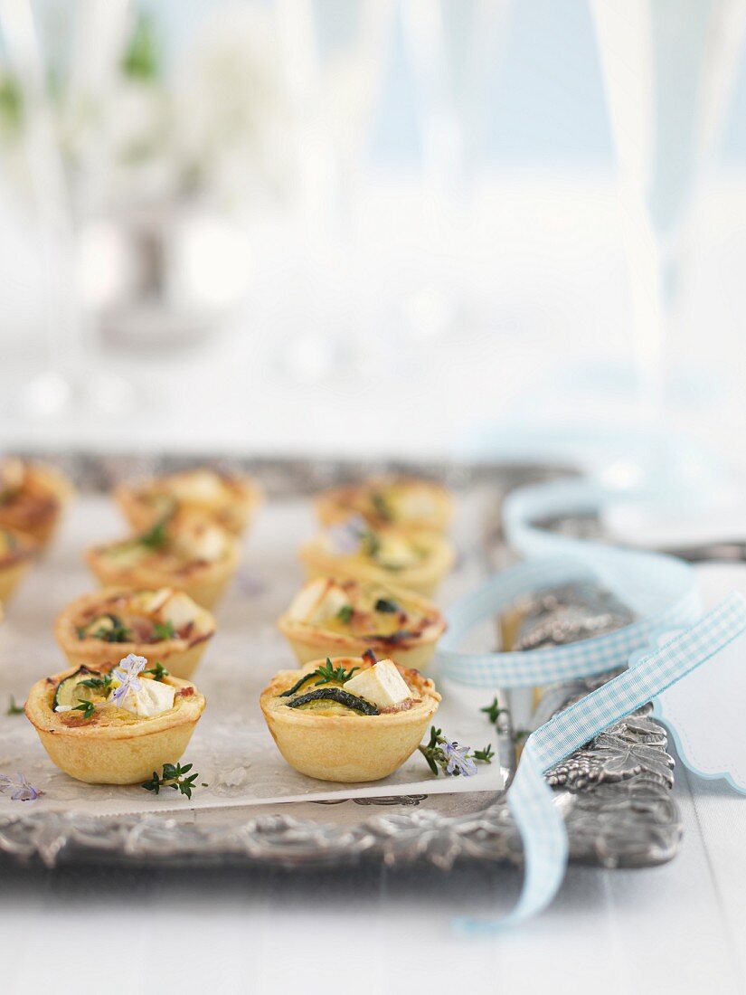 Courgette and feta tartlets