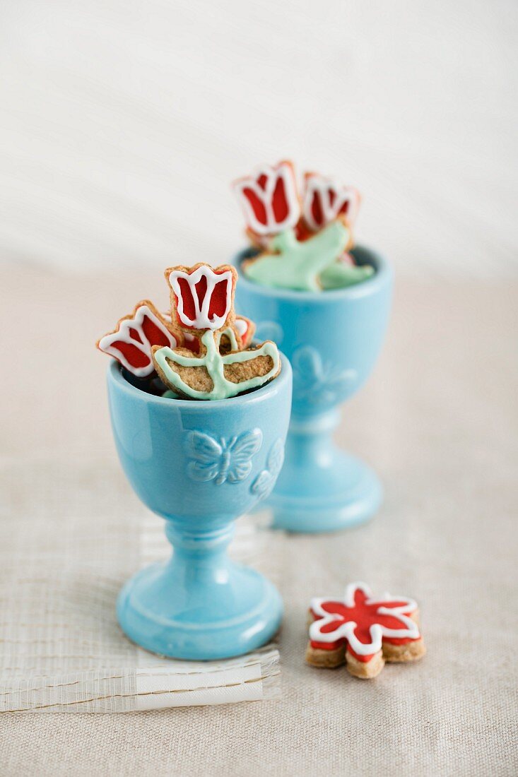 Tulip biscuits in egg cups