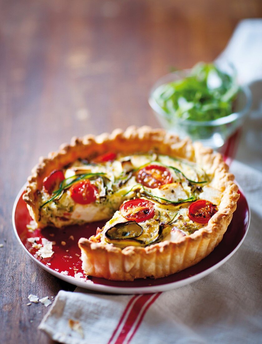 Tomato and courgette quiche