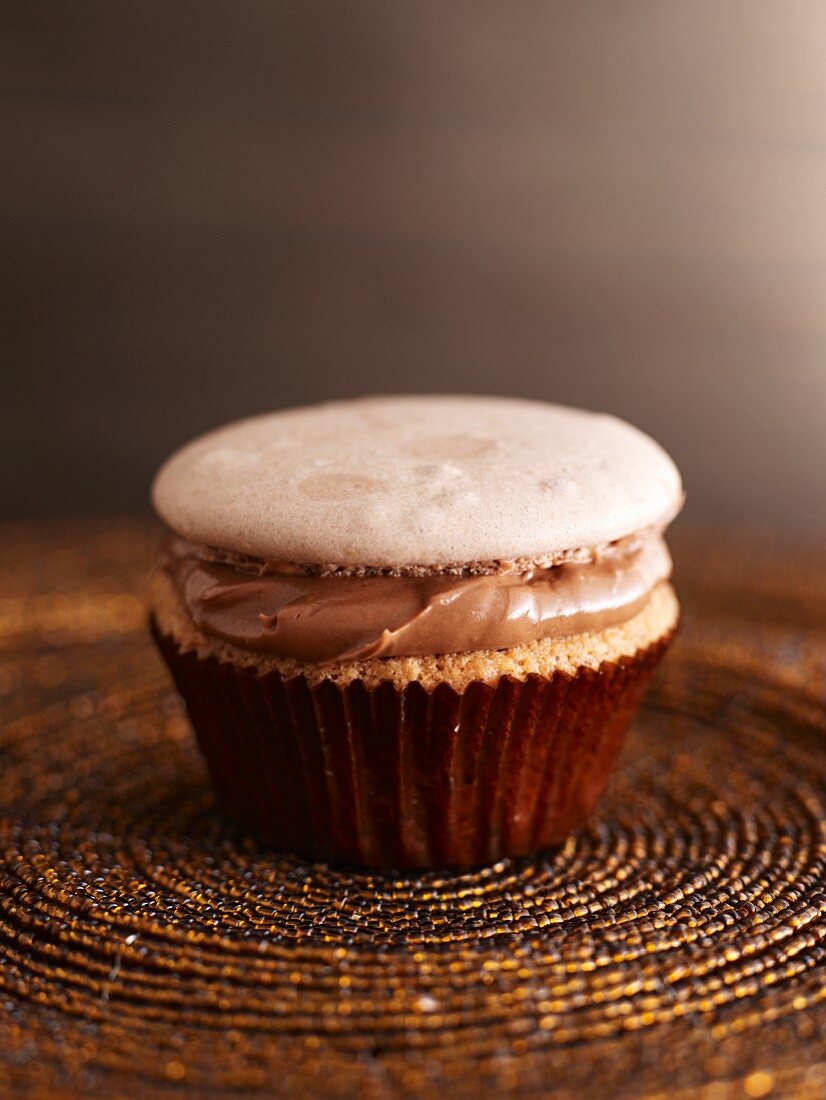 A chocolate spread cupcake