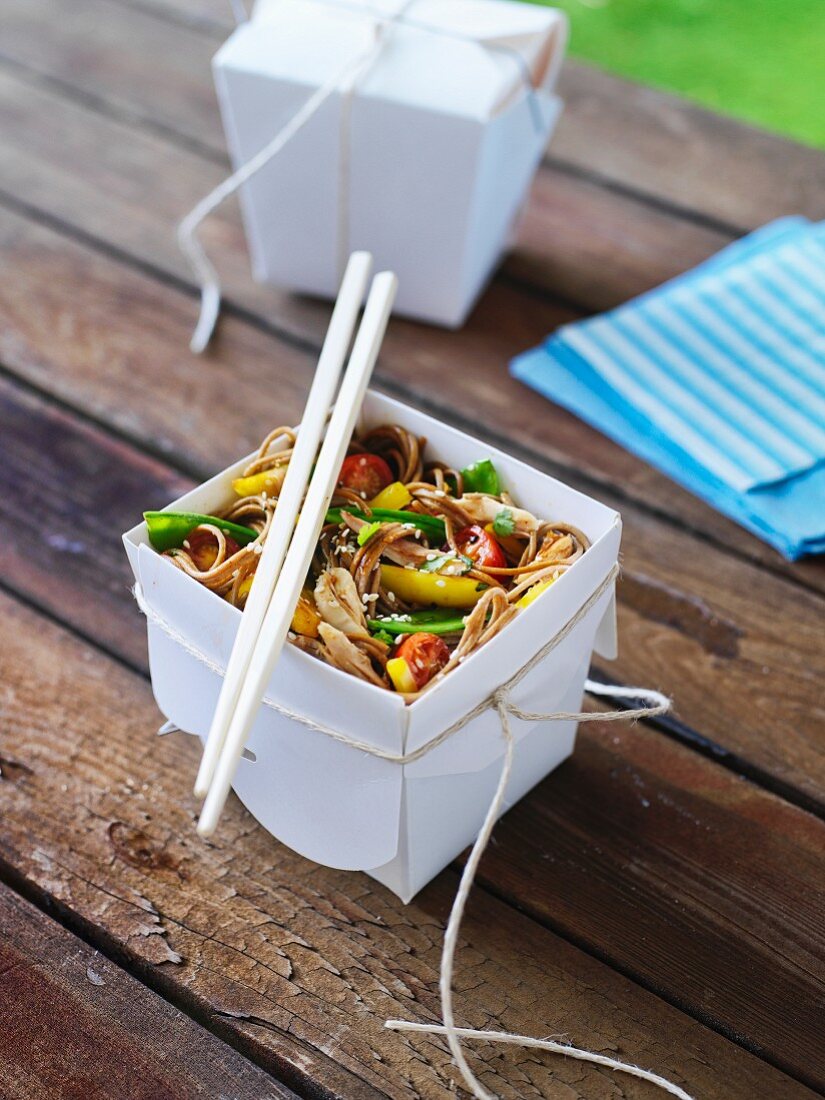 Soba noodle and miso salad for a picnic