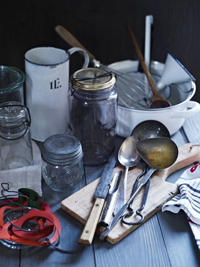 Various utensils for preserving food