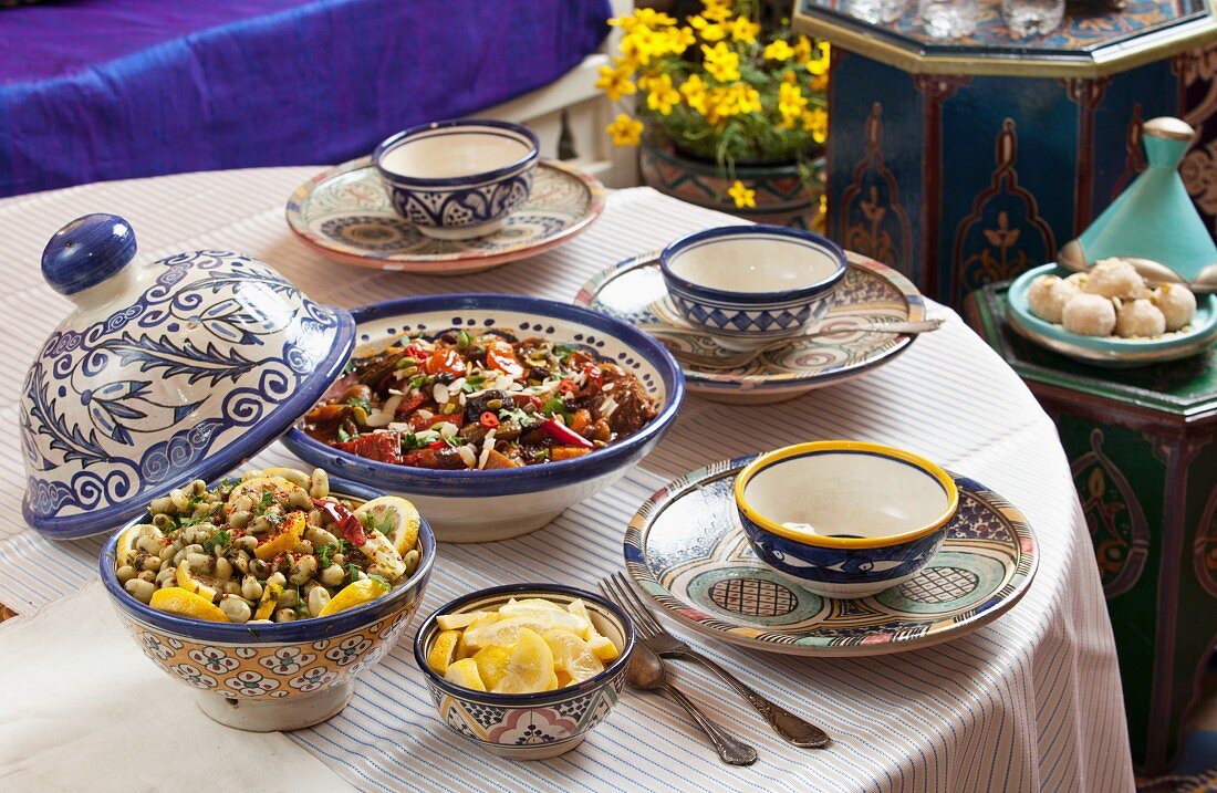 Various dishes from Morocco and Tunisia