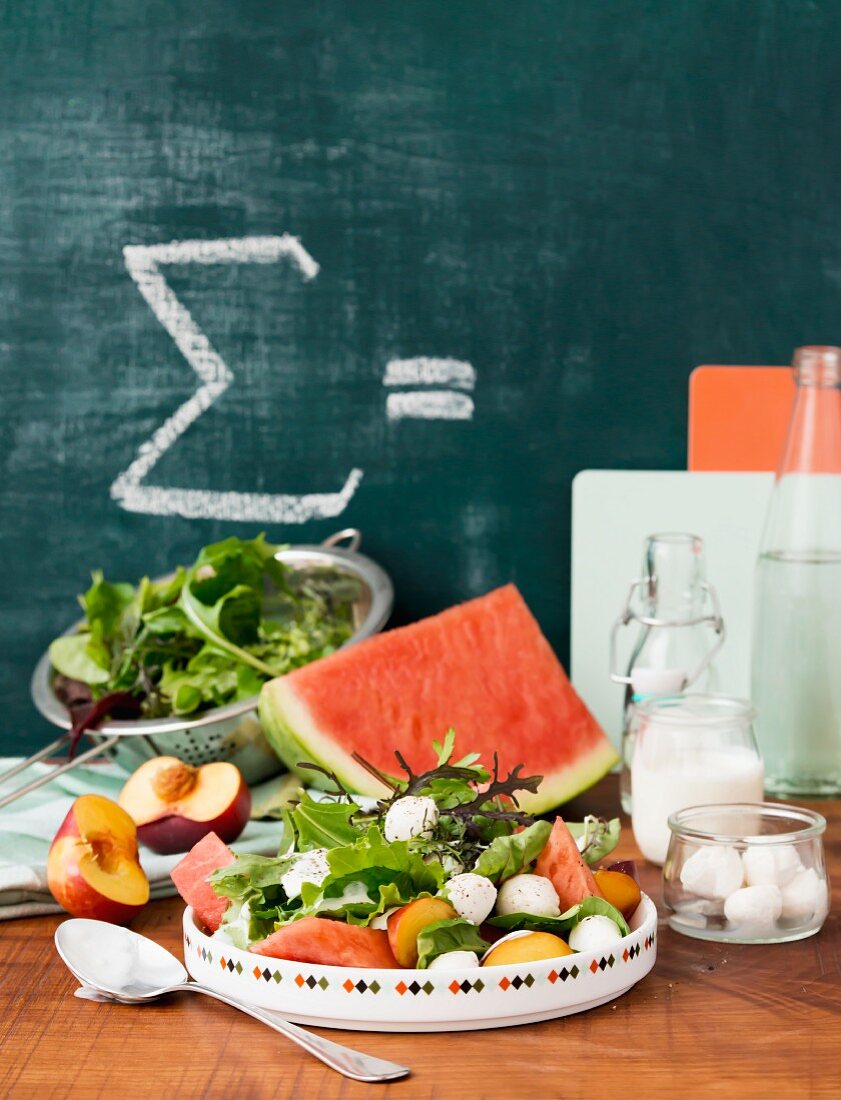 A melon, nectarine and mozzarella salad