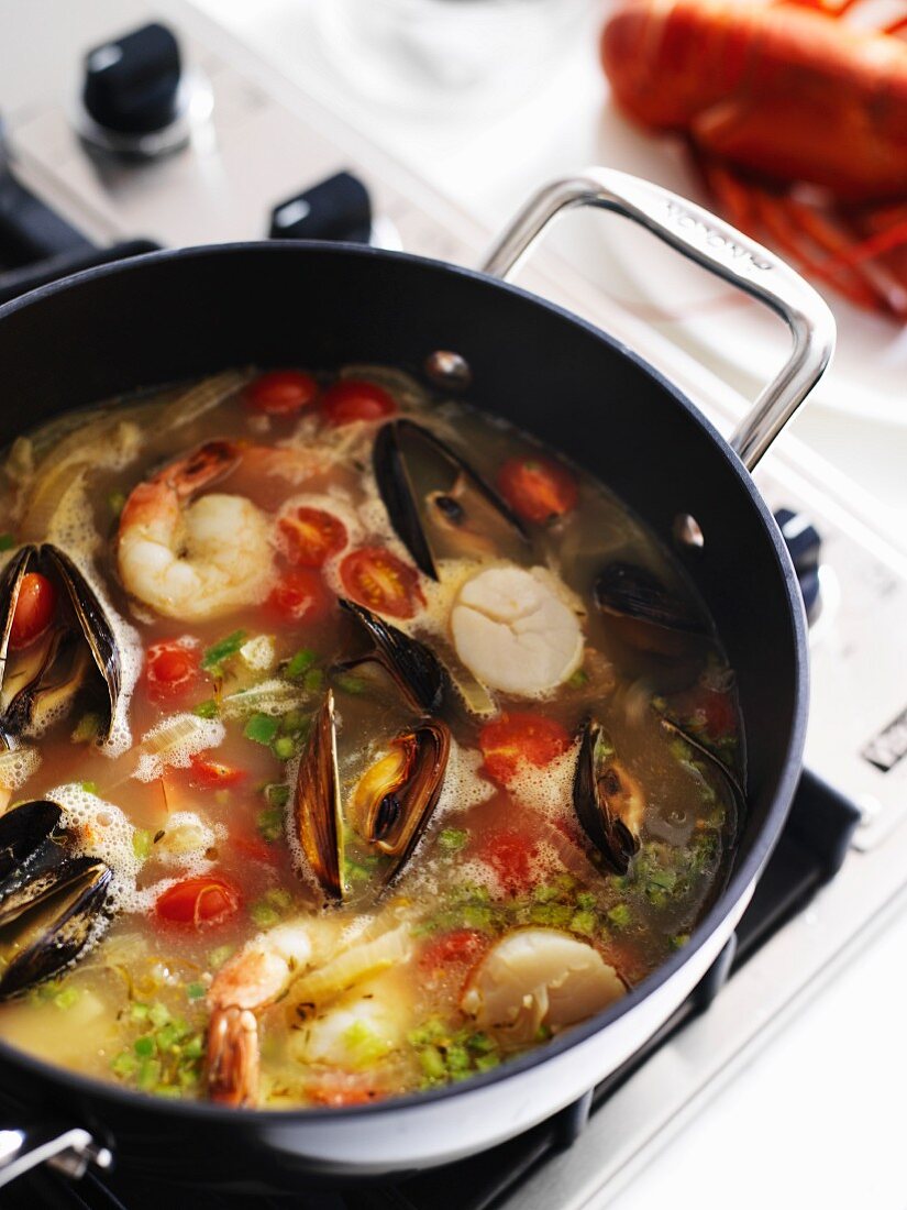 Bouillabaisse (fish and seafood soup, France)