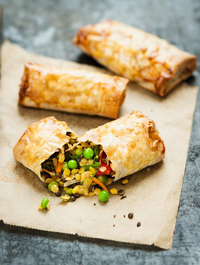 Lentil and vegetable rolls