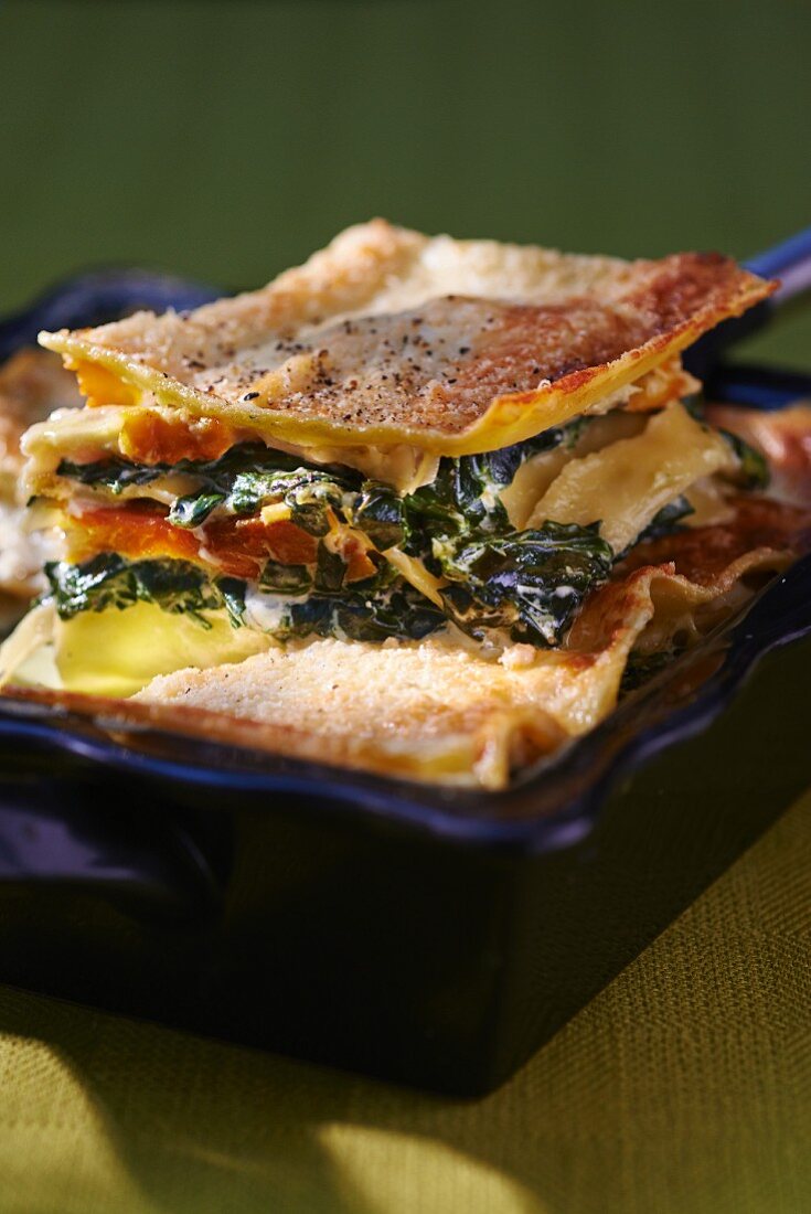 Lasagne with spinach and haddock