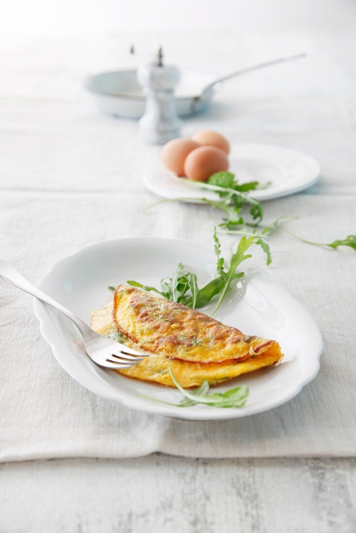 Sheep's cheese omelette with rocket