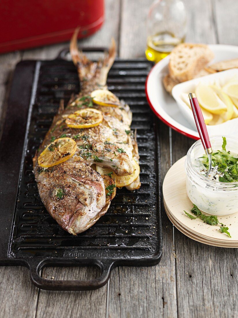 Grilled red snapper with lemon