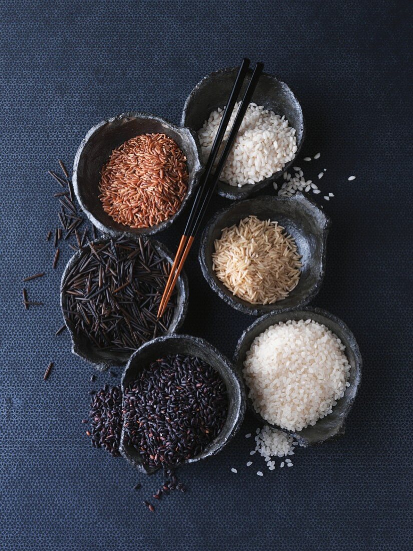 Still life with various types of rice