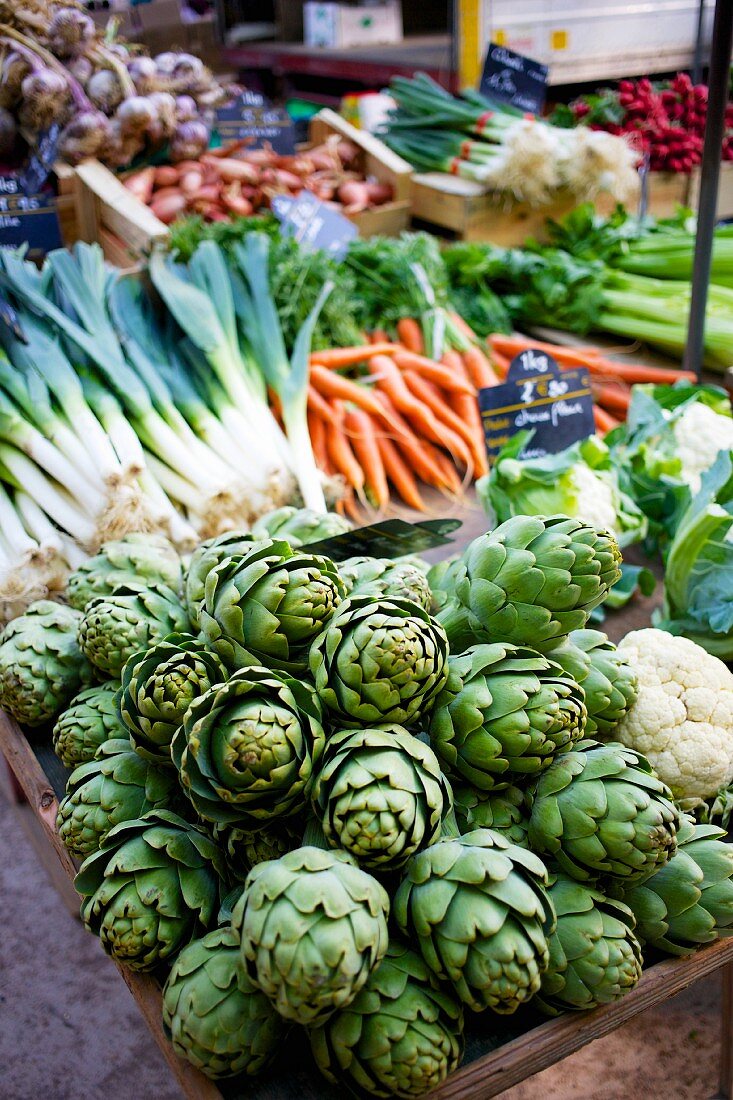 Fresh vegetables at a market in France