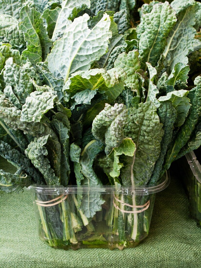 Bundles of kale at a market