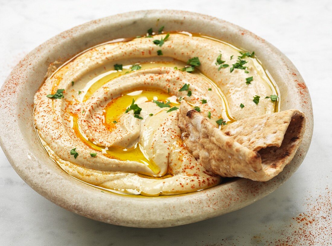 A bowl of hummus