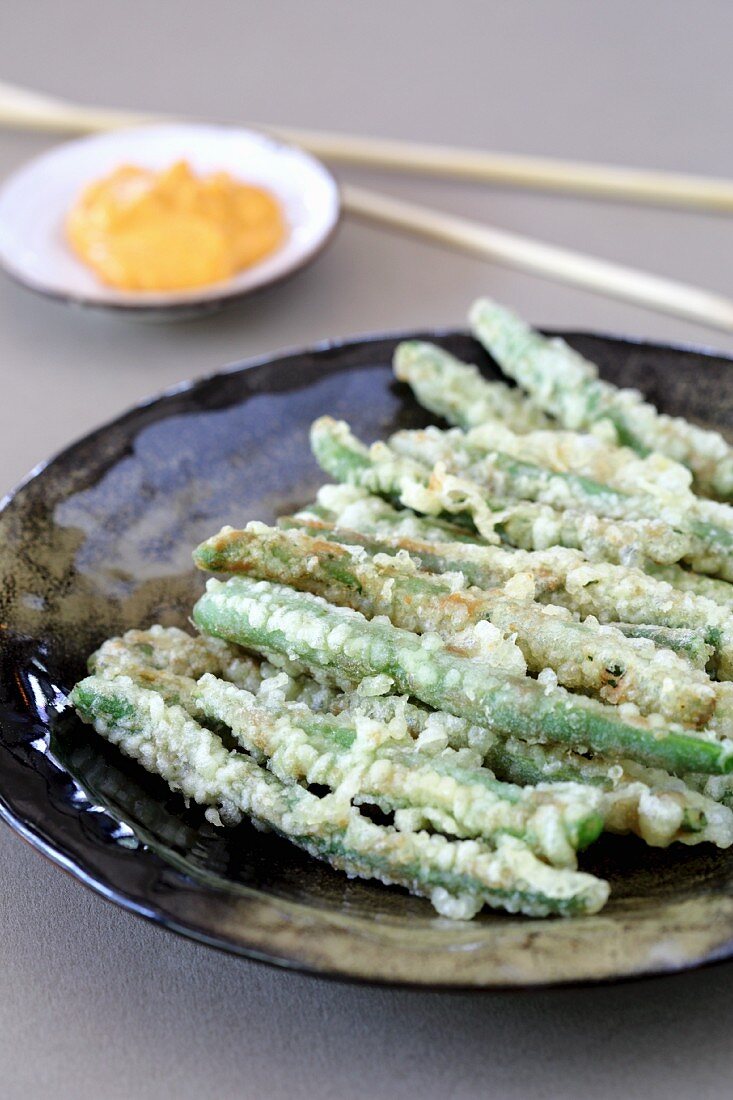 Green beans in tempura batter