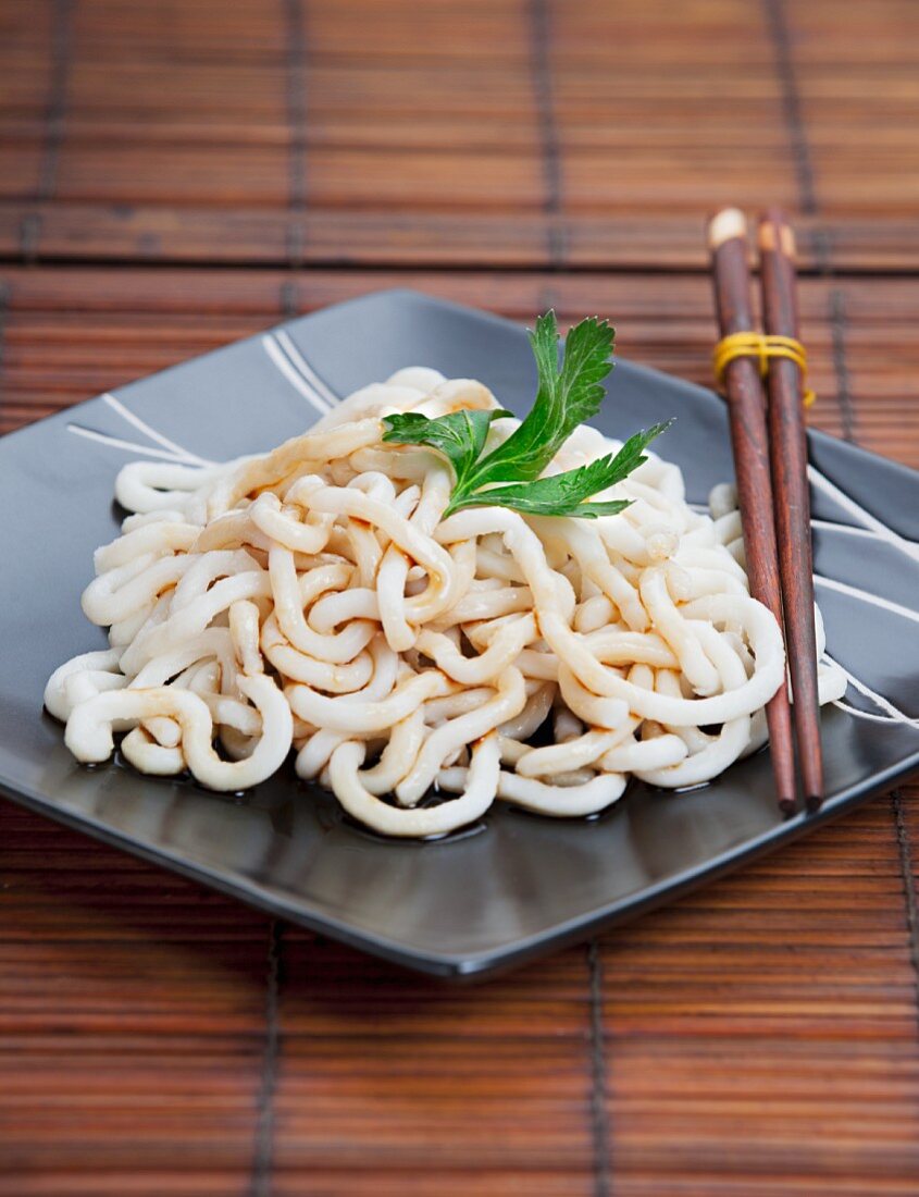 Udon noodles with soy sauce