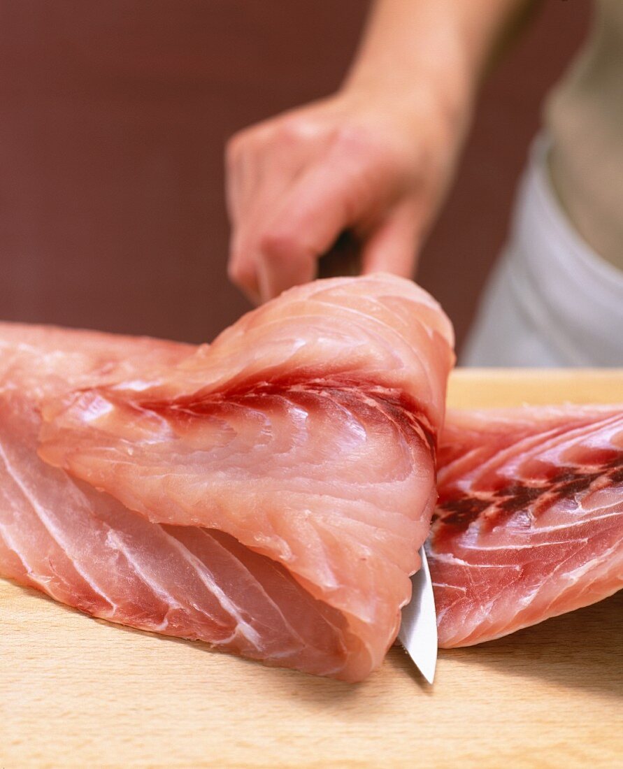 Nile perch being filleted