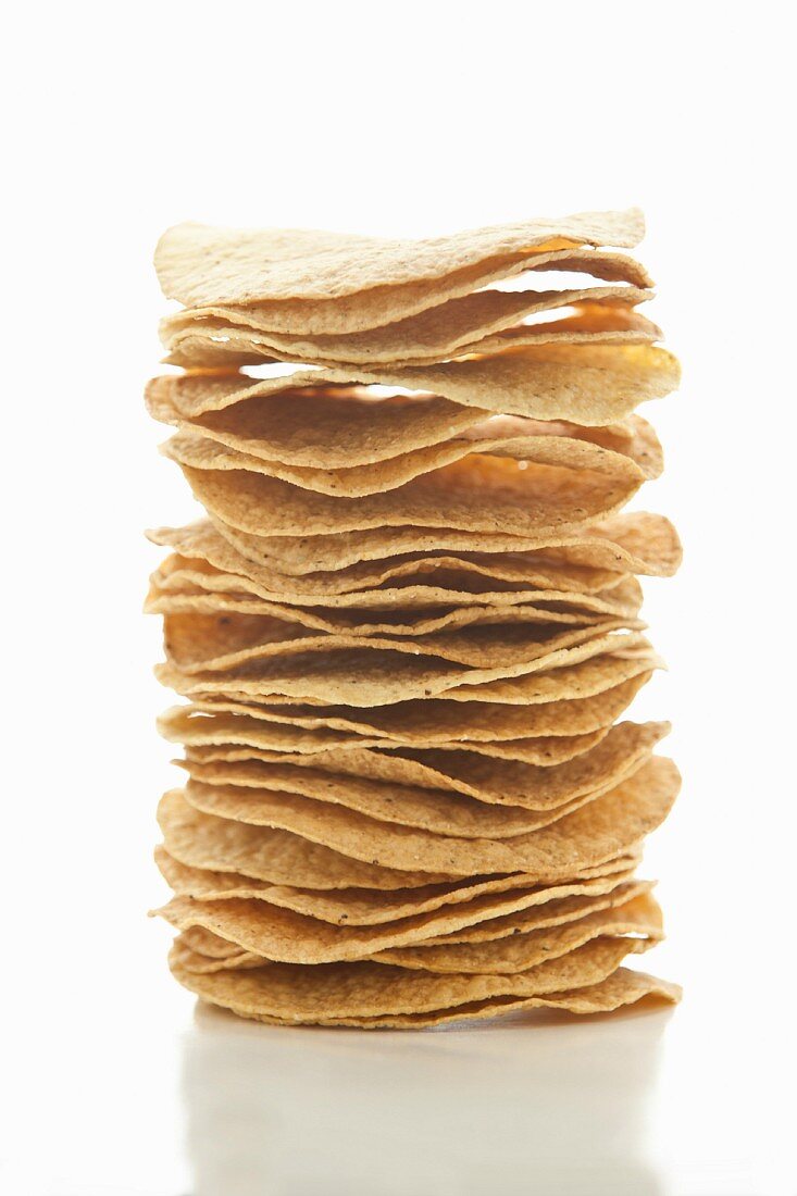 A stack of corn tostadas (fried tortillas)