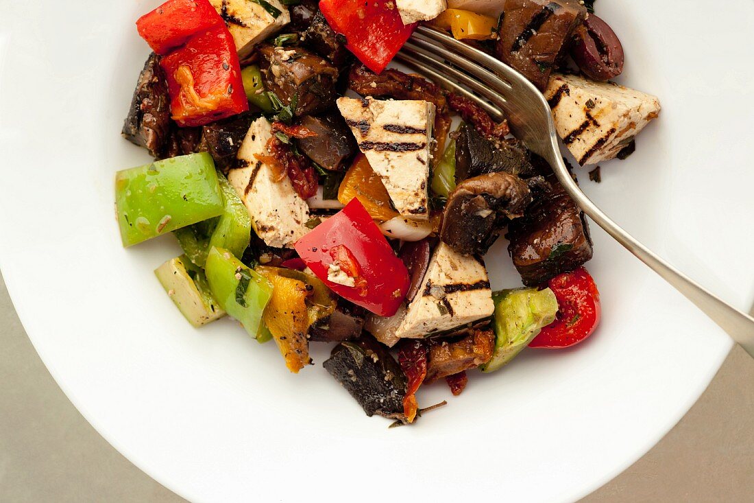 Antipasti with grilled tofu