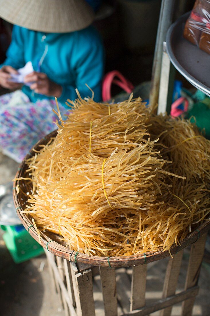 Dried rice noodles in Vietnam