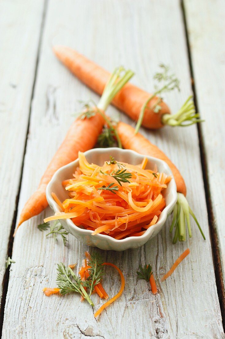Fresh carrots and carrot salad