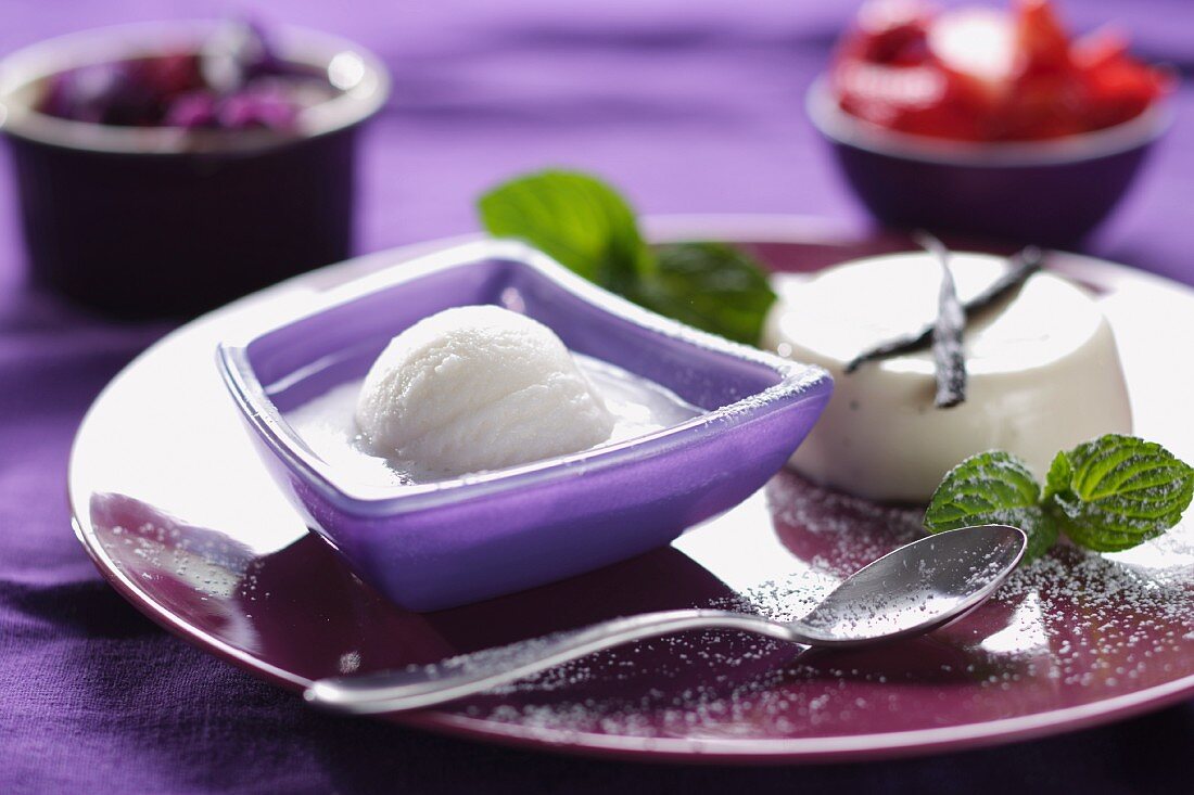 Zitronensorbet & Panna Cotta