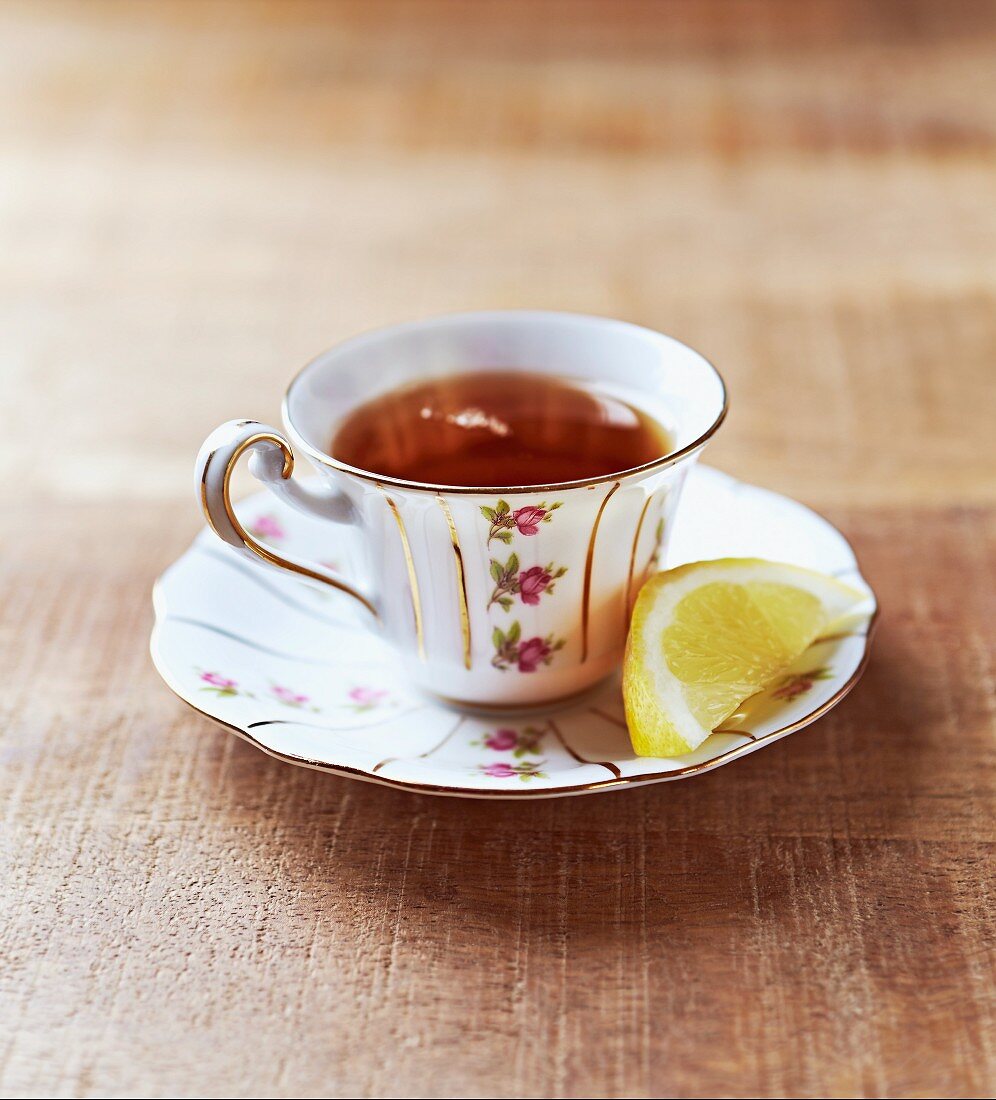 Earl Grey tea in an antique porcelain cup