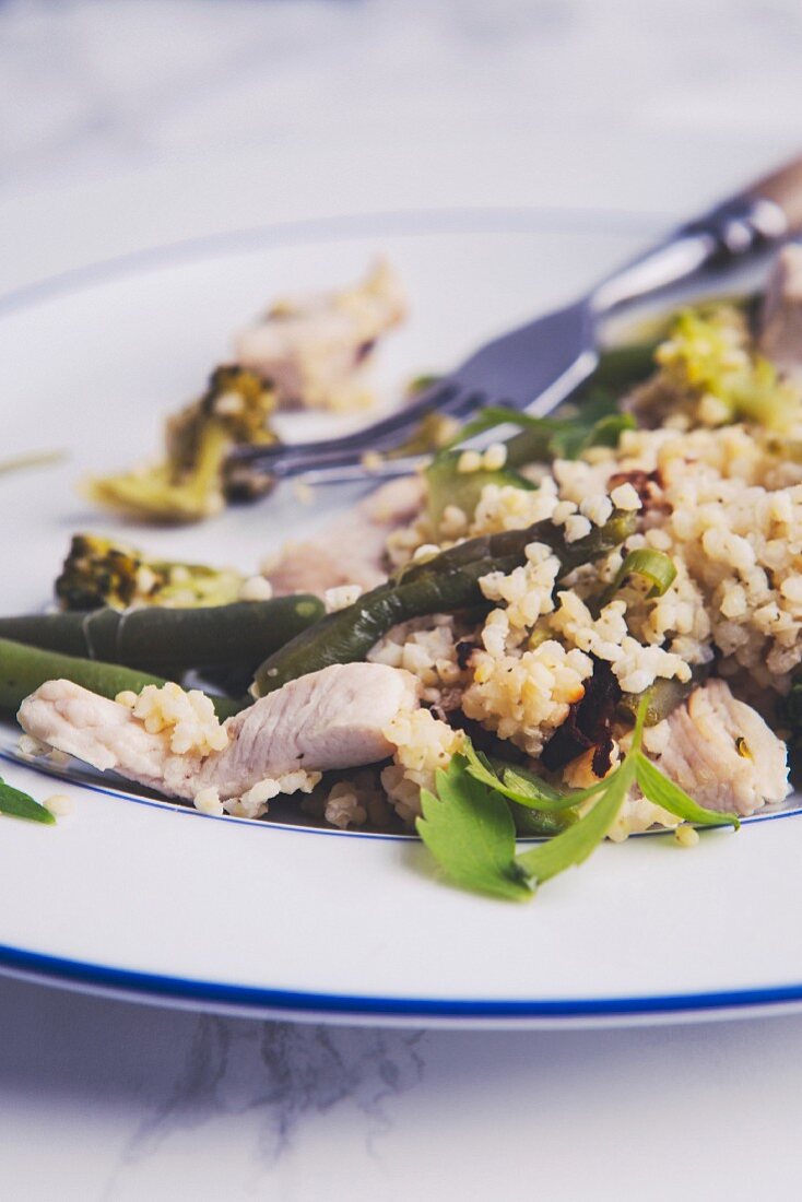 Millet stew with chicken and vegetables