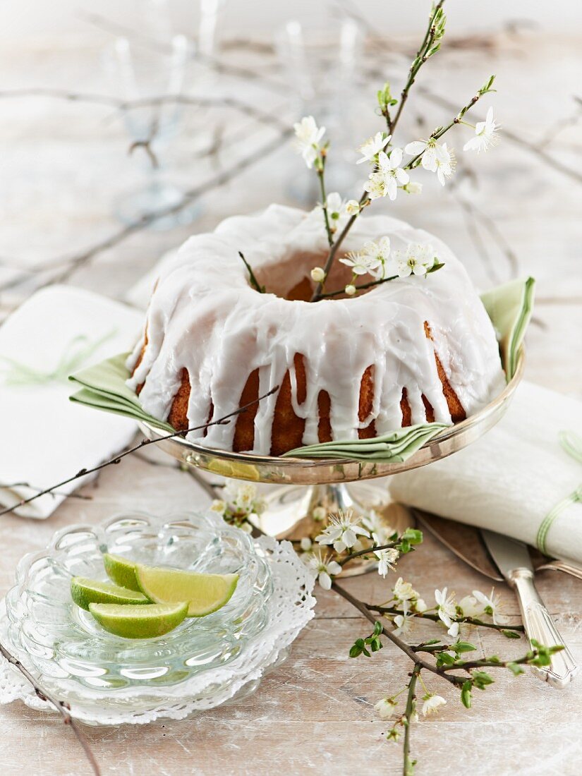 Almond and lime cake with icing