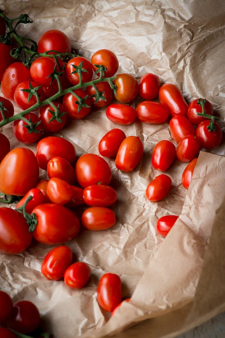 Tomatoes on parchment paper