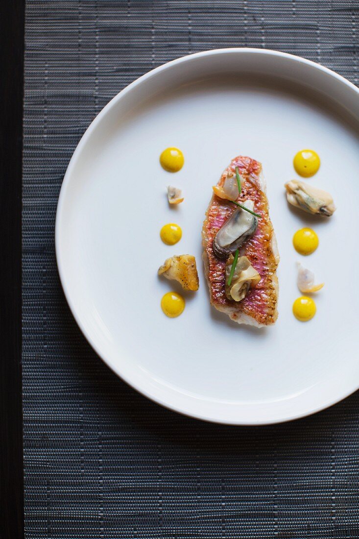Red mullet with rouille and mussels