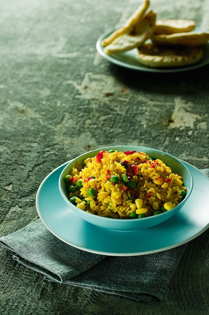 Fried yellow rice with vegetables