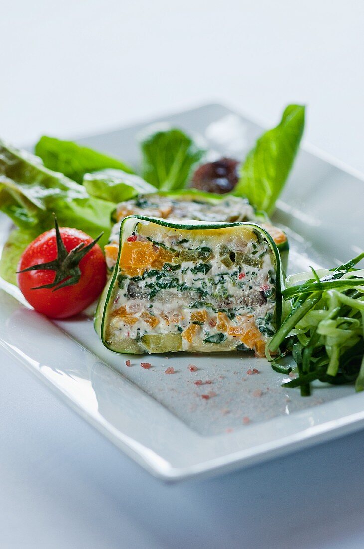 Vegetable timbale with cream cheese