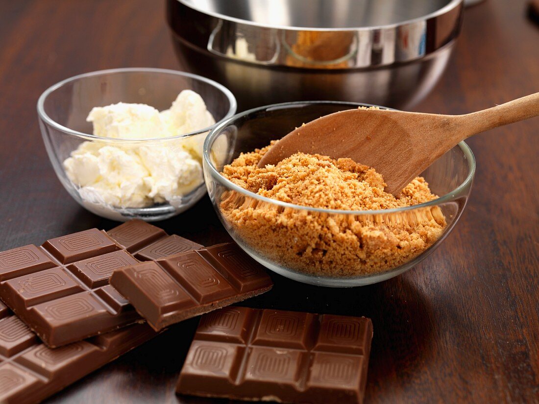 Ingredients for chocolate cheesecake
