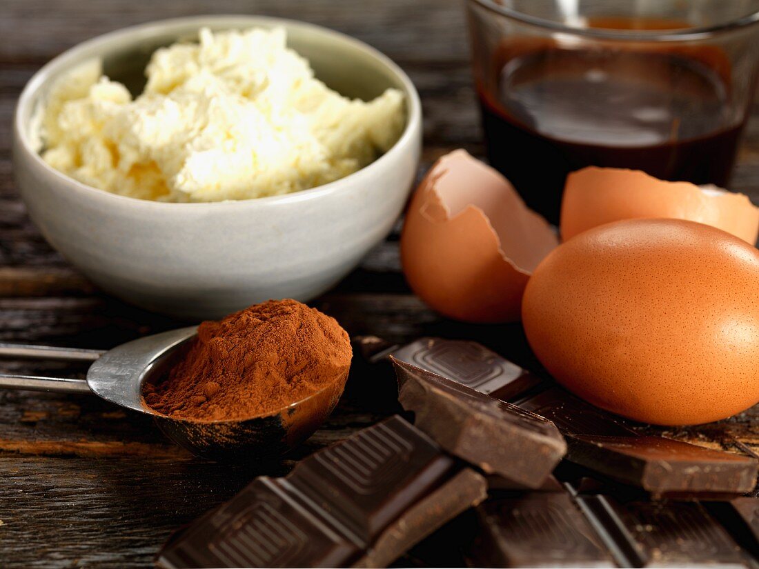 Ingredients for chocolate roulade