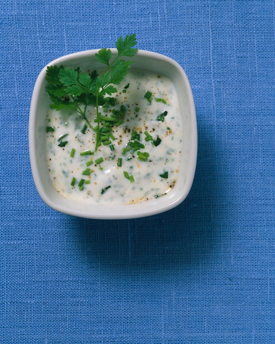 A garden herb dip with parsley