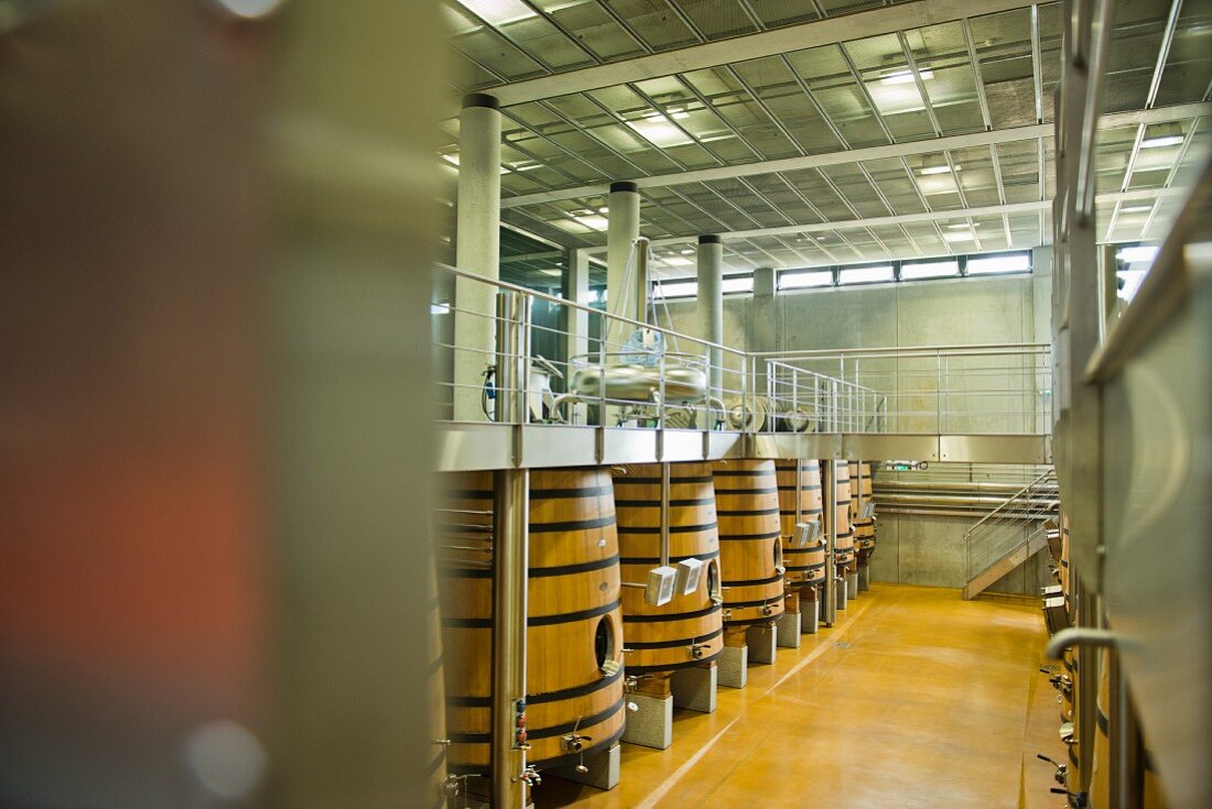 A fermentation cellar at the Chateau Faugeres vineyard (St-Emilion, Bordeaux, France)