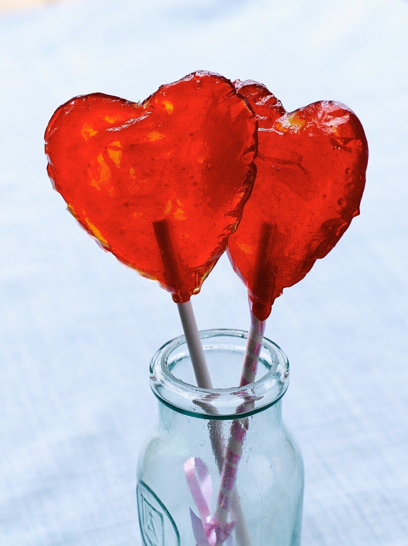 Two heart-shaped lollies