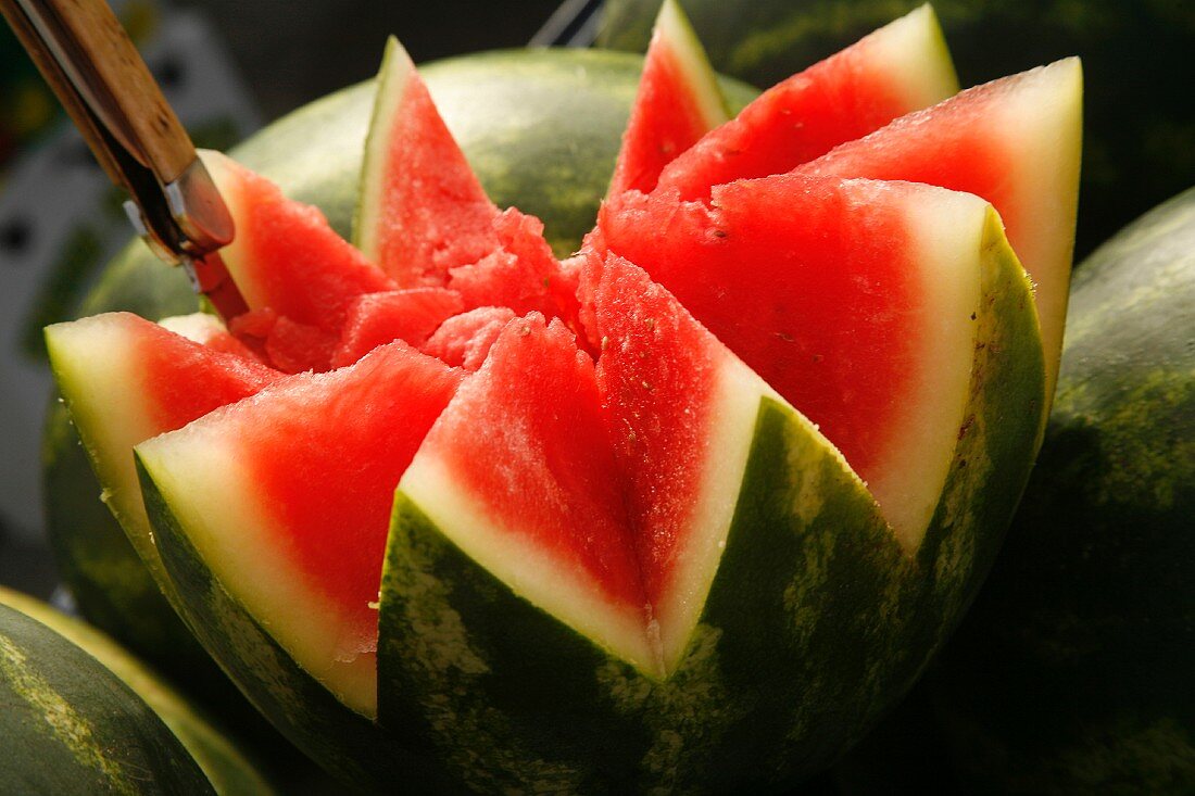 Bio-Wassermelone, in Sternform geschnitten
