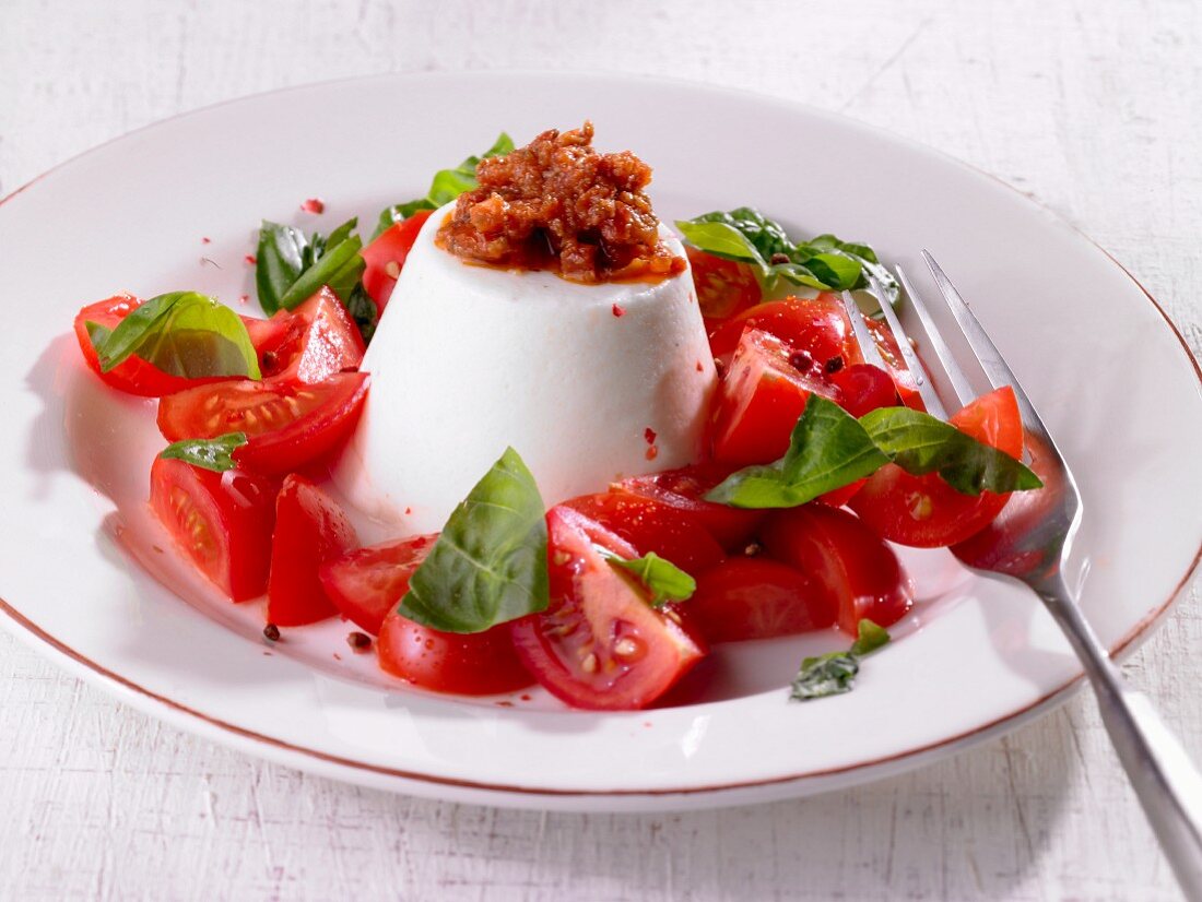 Pecorino mousse with tomato salad