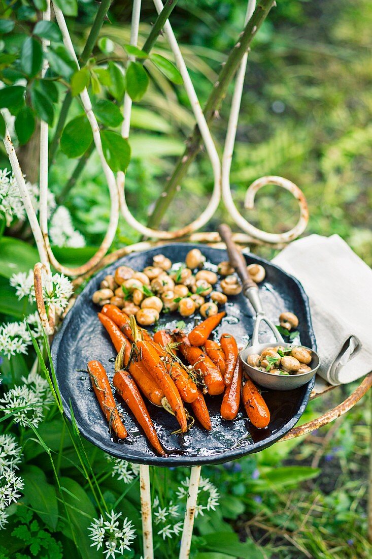 Zweierlei Antipasti, marinierte Möhren und Pilze