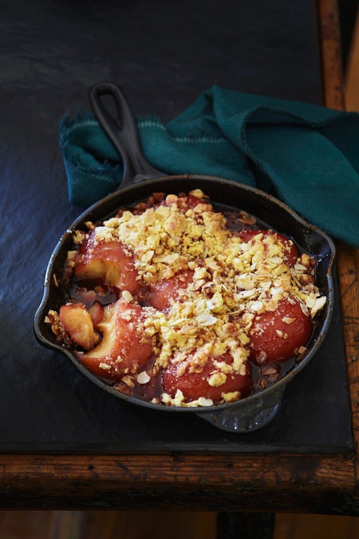 Poached quince crumble