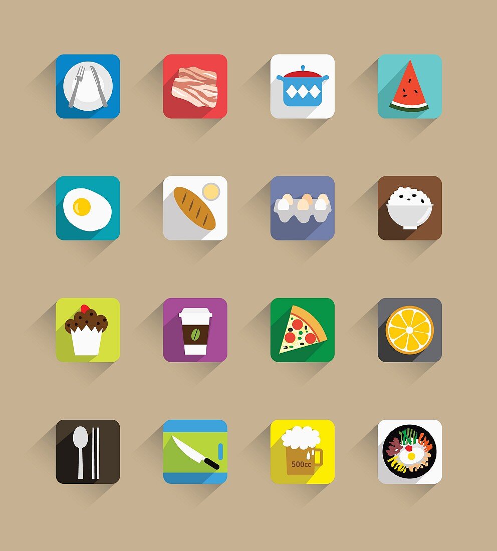 A collection of food and drink icons (illustration)